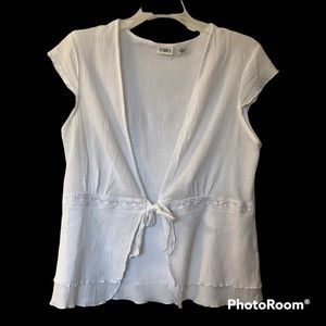 Cato White Tie Front Cardigan Size Large